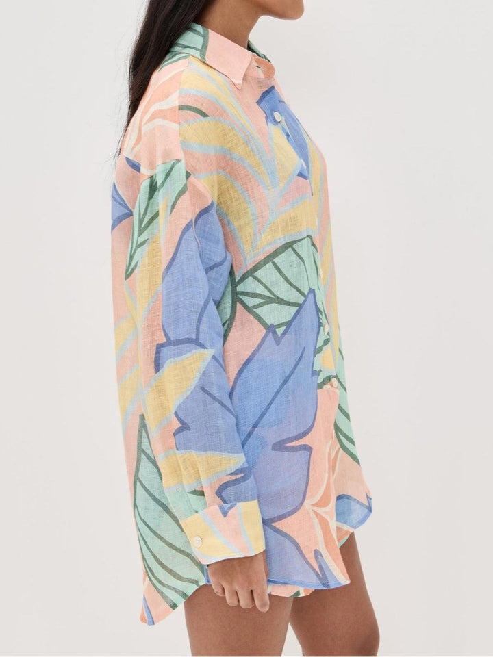 Amandine | Set Corto Stampato Foglia Tropicale