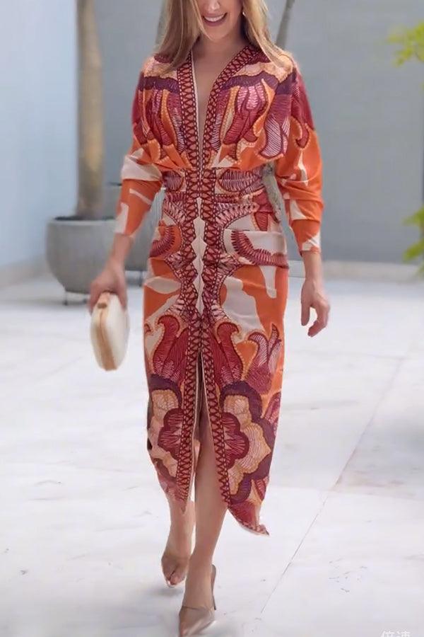 Eva | Abito Midi Dolman Stampa Unica Sun Escape