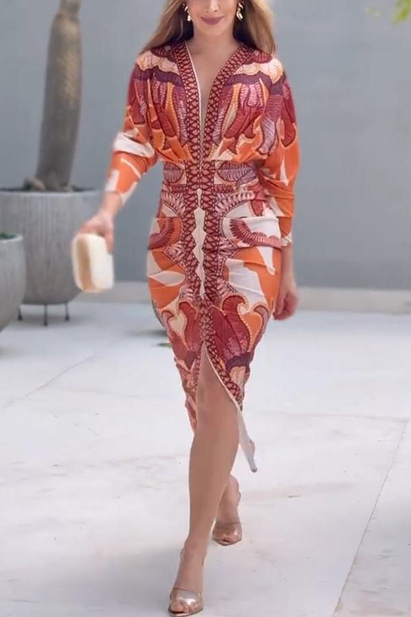 Eva | Abito Midi Dolman Stampa Unica Sun Escape