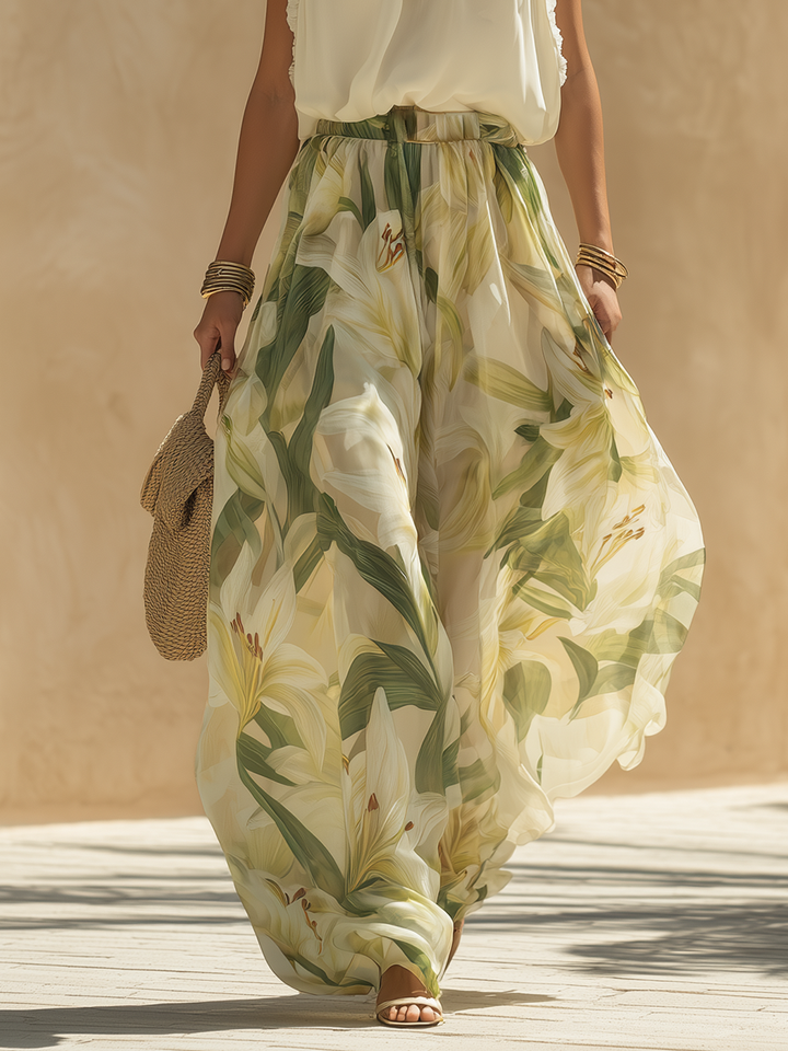 Lysandra | Completo Fluido Elegante con Stampa di Gigli