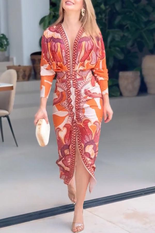 Eva | Abito Midi Dolman Stampa Unica Sun Escape