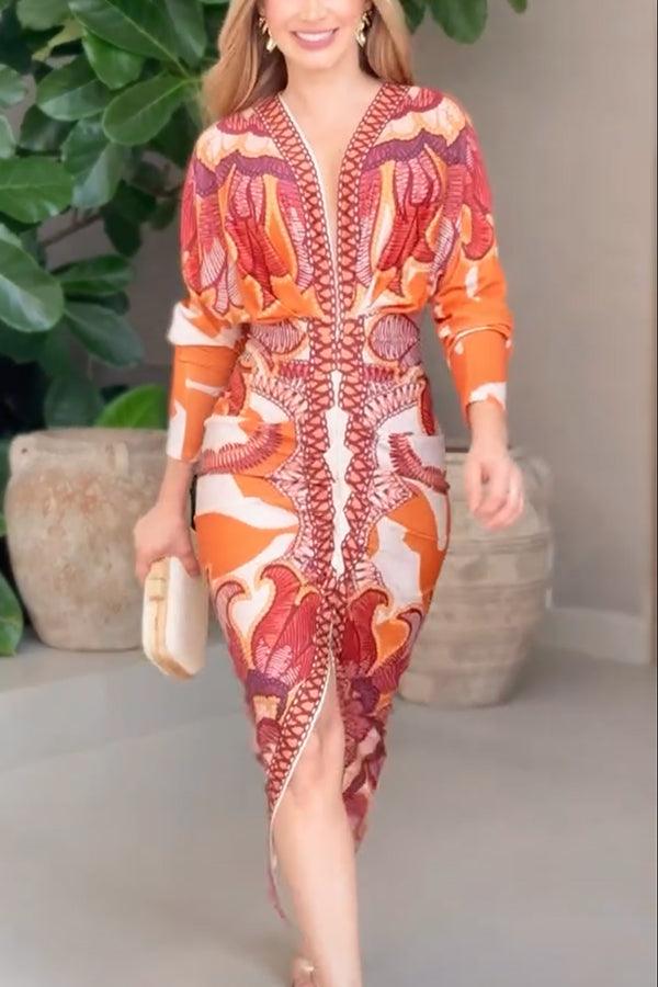 Eva | Abito Midi Dolman Stampa Unica Sun Escape