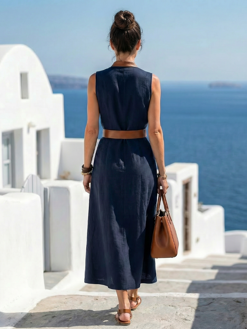 Myra | Abito Midi con Linea a Contrasto