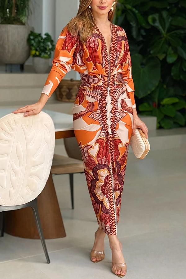 Eva | Abito Midi Dolman Stampa Unica Sun Escape