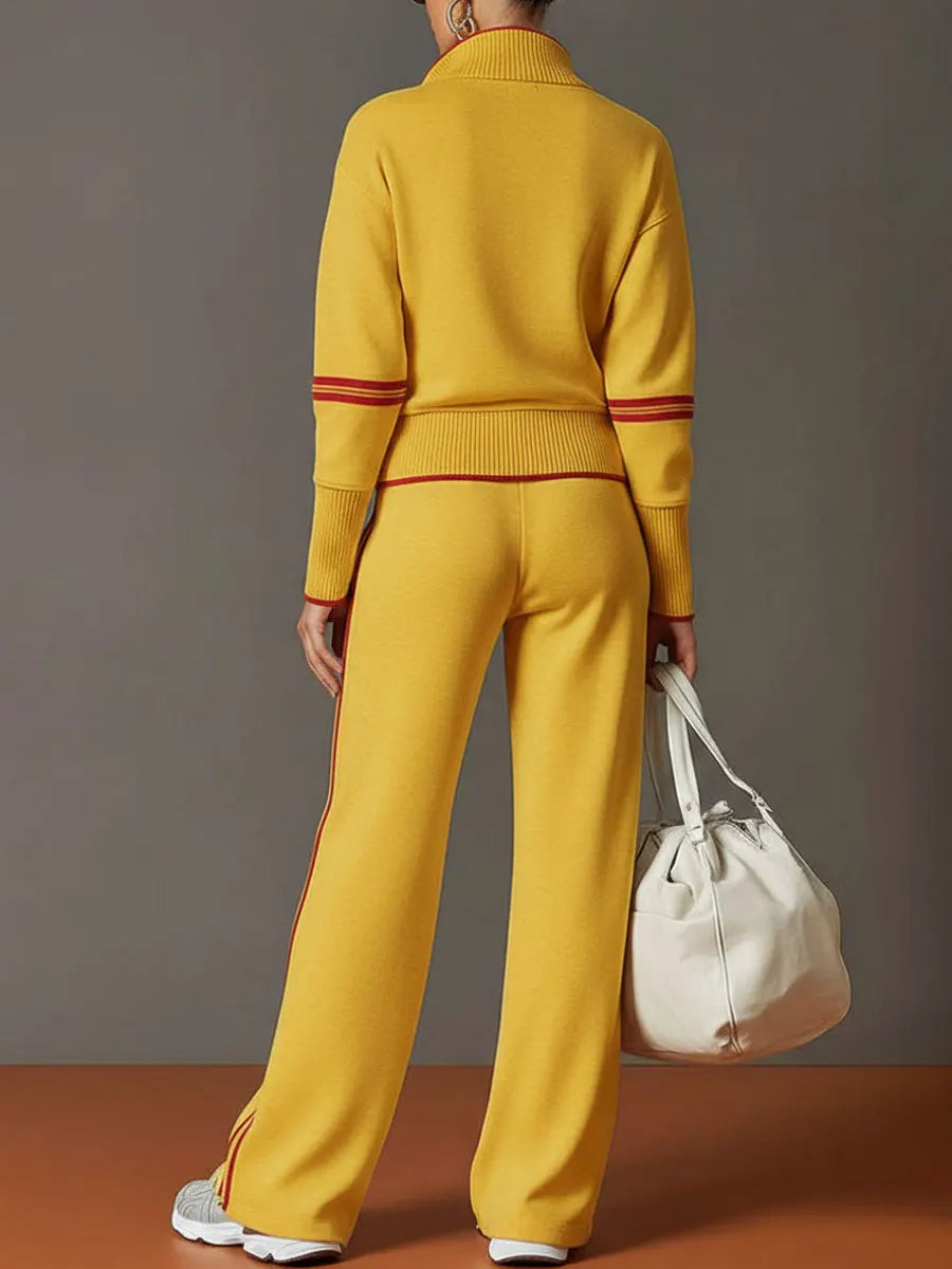 Completi Casual in Cotone con Zip e Colori Solidi per Donna