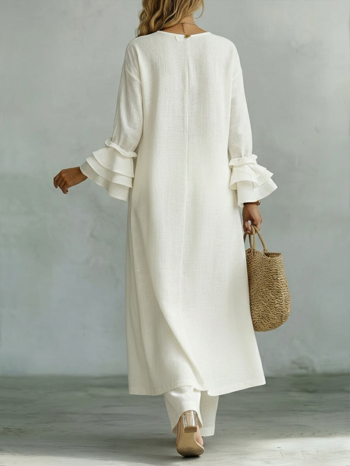 Set di Top e Pantaloni in Lino e Cotone Casual