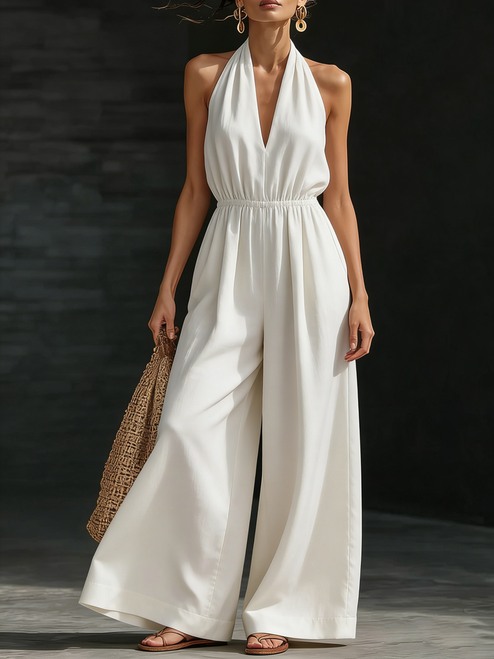 Salopette in Lino a Collo Alto Minimalista ed Elegante
