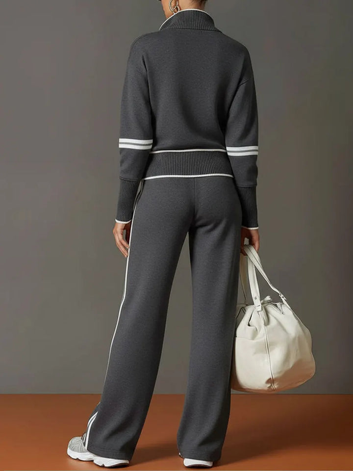 Completi Casual in Cotone con Zip e Colori Solidi per Donna