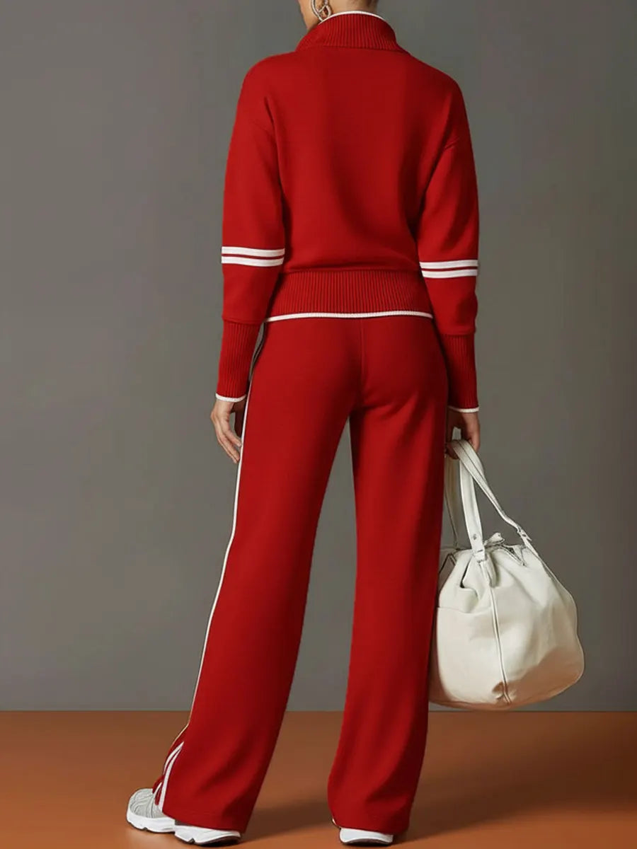 Completi Casual in Cotone con Zip e Colori Solidi per Donna