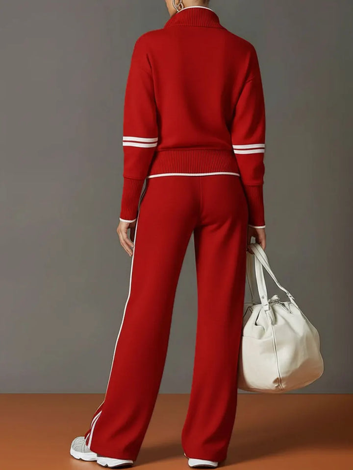 Completi Casual in Cotone con Zip e Colori Solidi per Donna