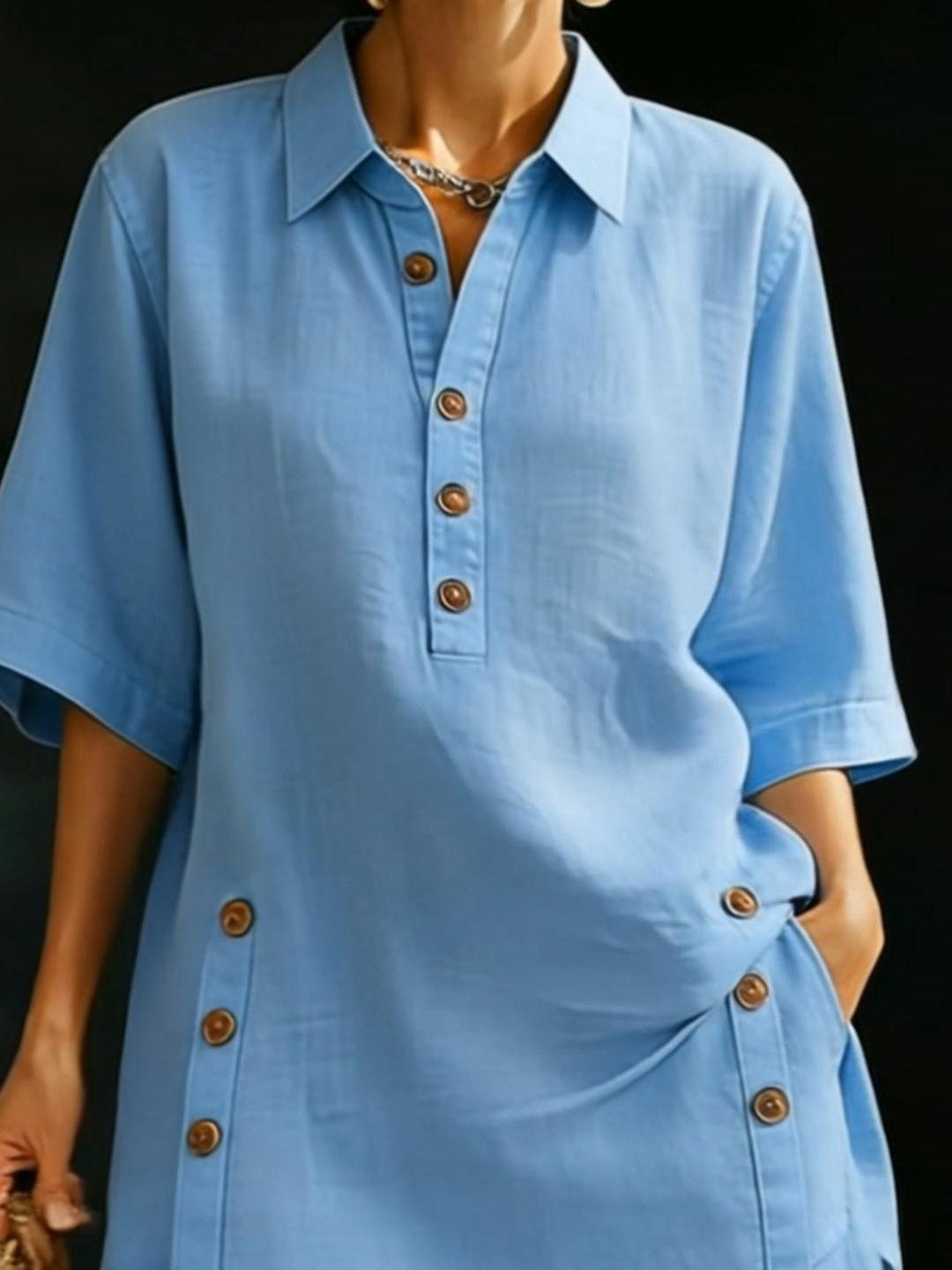 Set di Camicia e Pantaloni Corti in Lino per Donna – Outfit Estivo Casual e Comodo