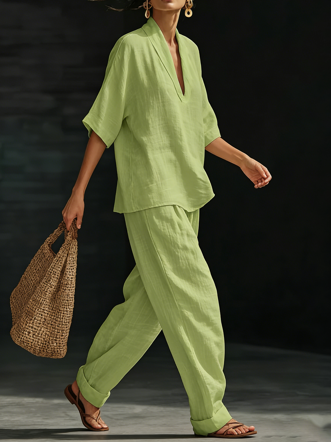 Set di due pezzi in lino minimalista, casual e accogliente