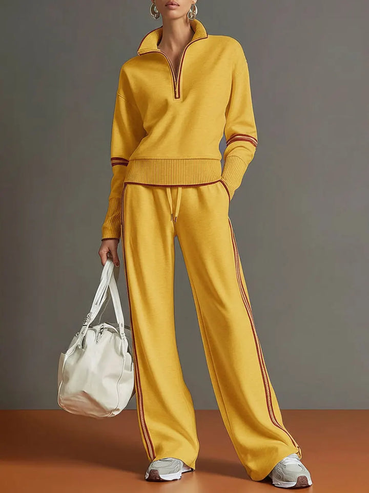 Completi Casual in Cotone con Zip e Colori Solidi per Donna