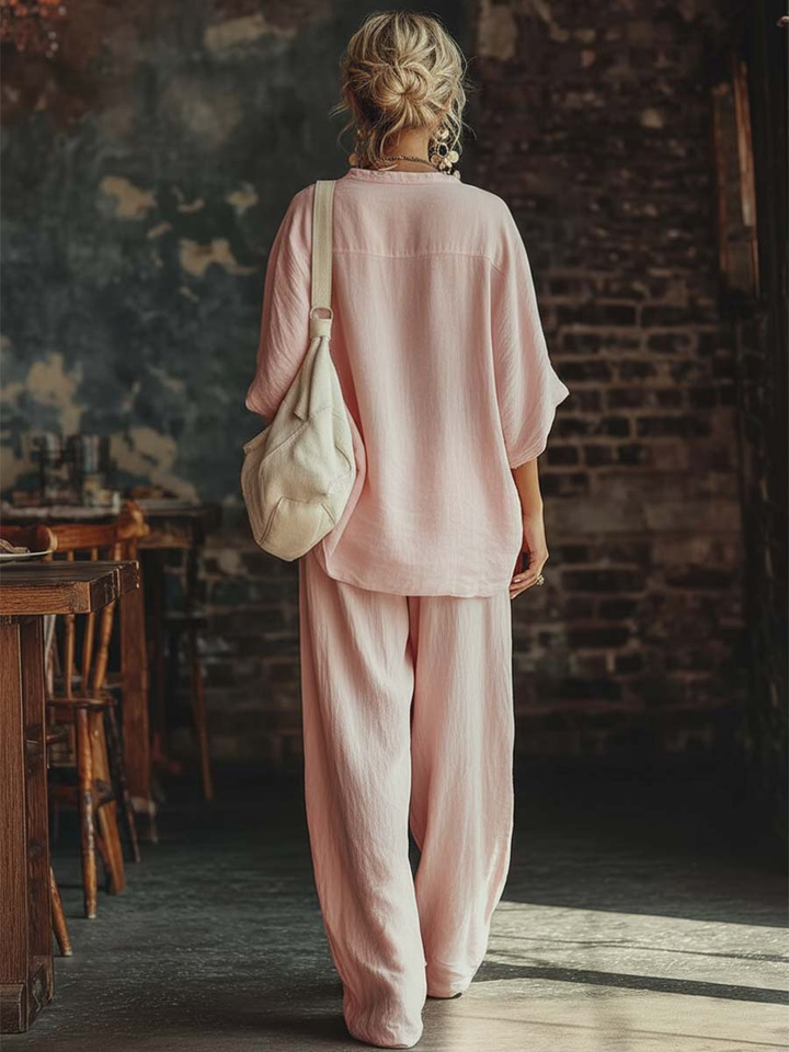 Set di due pezzi in lino cotone minimalista e comodo