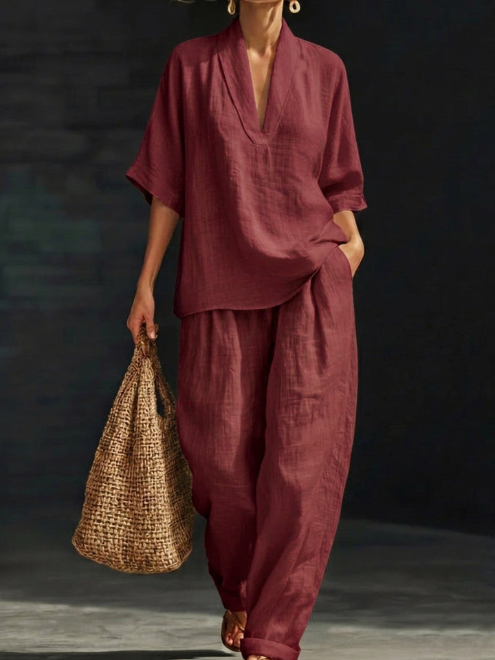 Set di due pezzi in lino minimalista, casual e accogliente