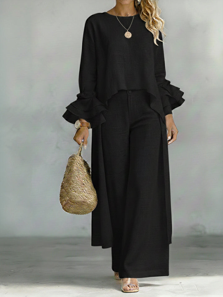 Set di Top e Pantaloni in Lino e Cotone Casual