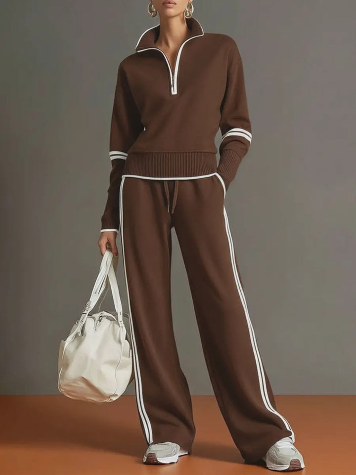 Completi Casual in Cotone con Zip e Colori Solidi per Donna