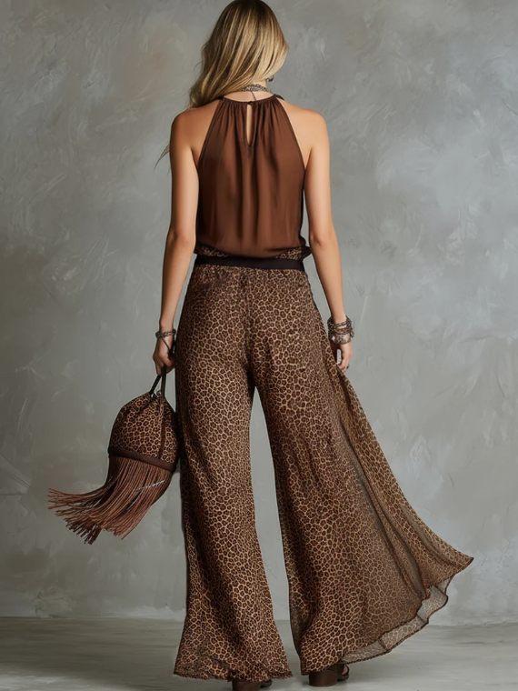 Elegante e Sexy Completo Due Pezzi con Stampa Animale