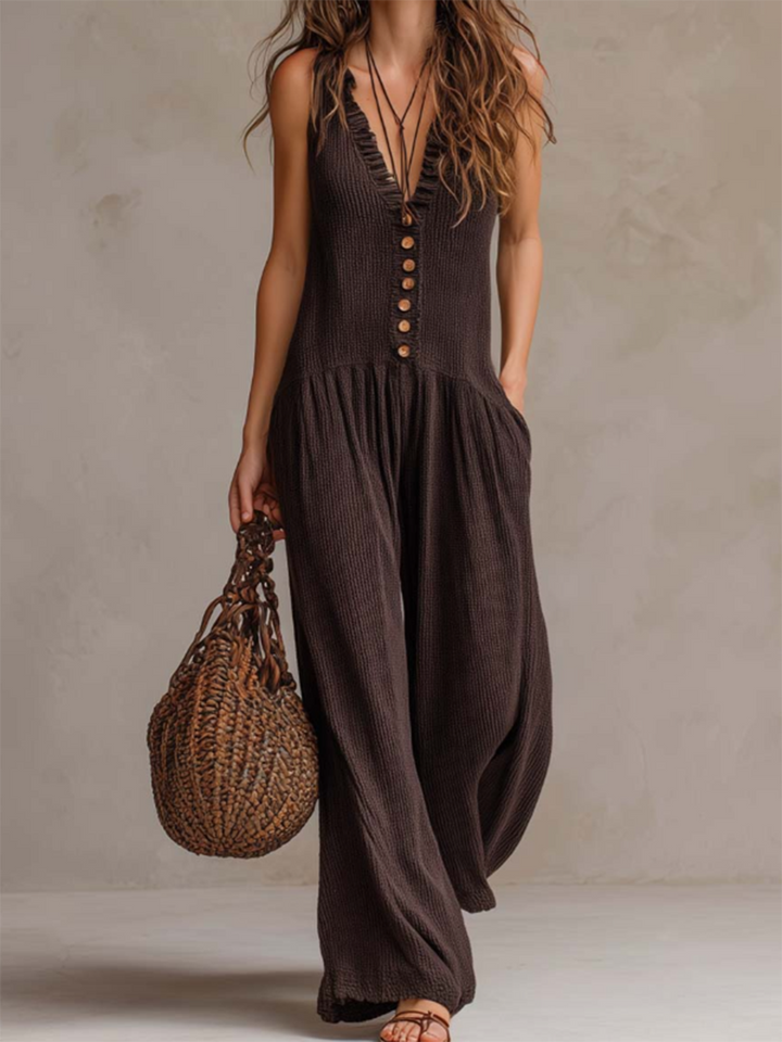 Chic & Cozy Tuta in Maglia con Volant e Scollatura a V