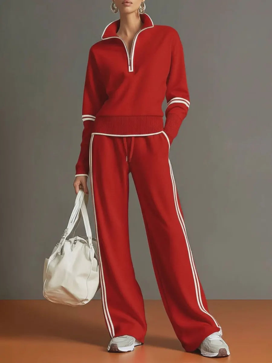 Completi Casual in Cotone con Zip e Colori Solidi per Donna