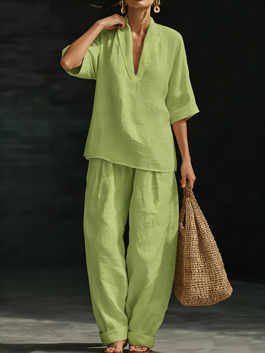 Set di due pezzi in lino minimalista, casual e accogliente